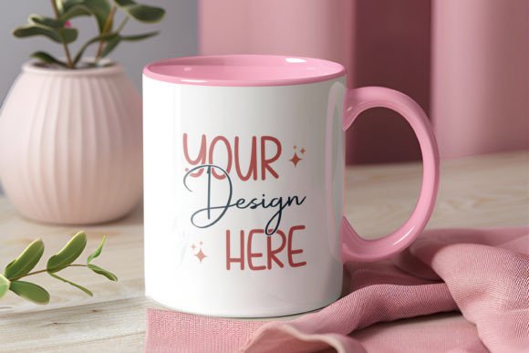 Download Coffee Mug Mockup, Pink Inner &amp; Handle - Mug mockup Collection