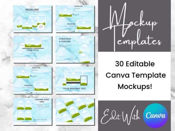 Download 30 Blue Marble Digital Product Mockups - Digital Collection
